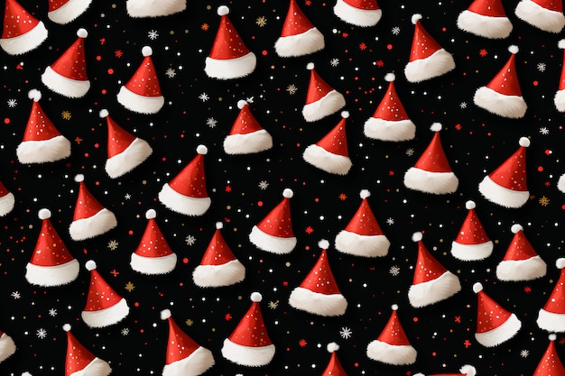 New Year Christmas Santa Claus hat pattern Background wallpaper AI generated