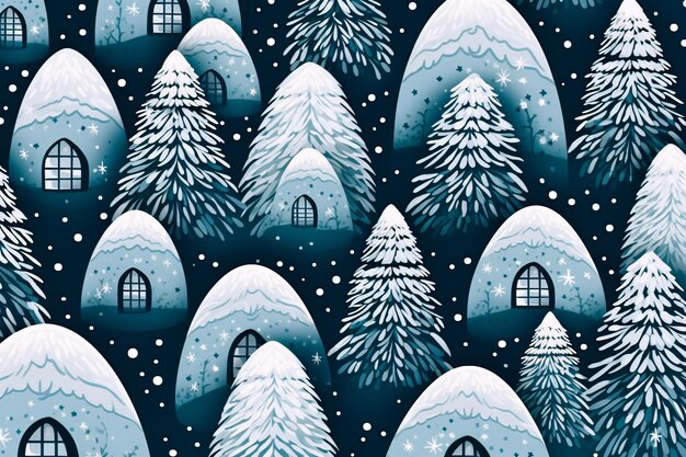 New Year Christmas snow igloo pattern Background wallpaper AI generated