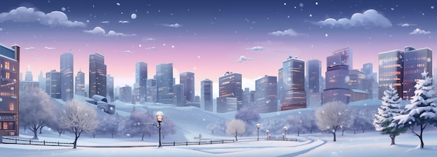 New Year and Christmas winter city background with copy space