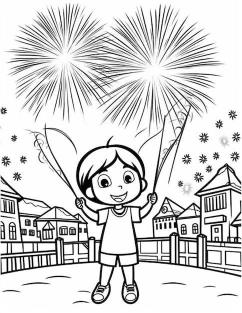 New year coloring page for children