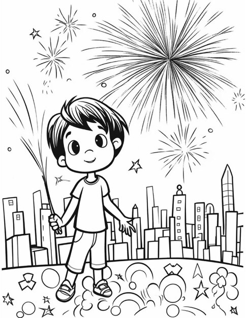 New year coloring page for children