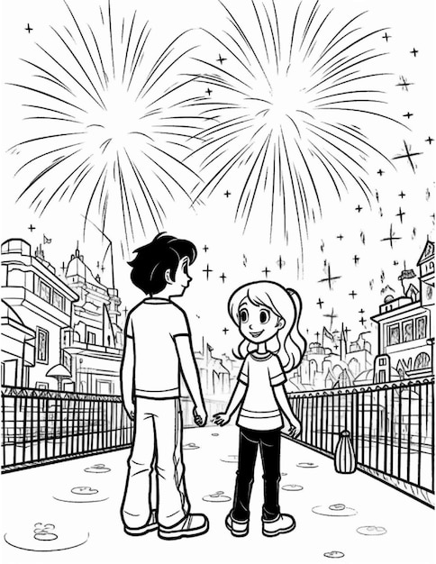 Photo new year coloring pages for children