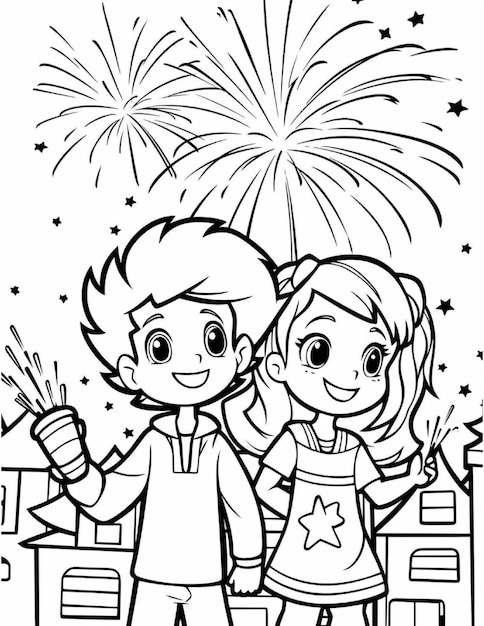Photo new year coloring pages for children