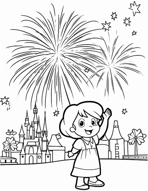 Photo new year coloring pages for children