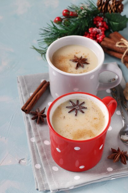 New Year composition with Indian Masala tea with spices