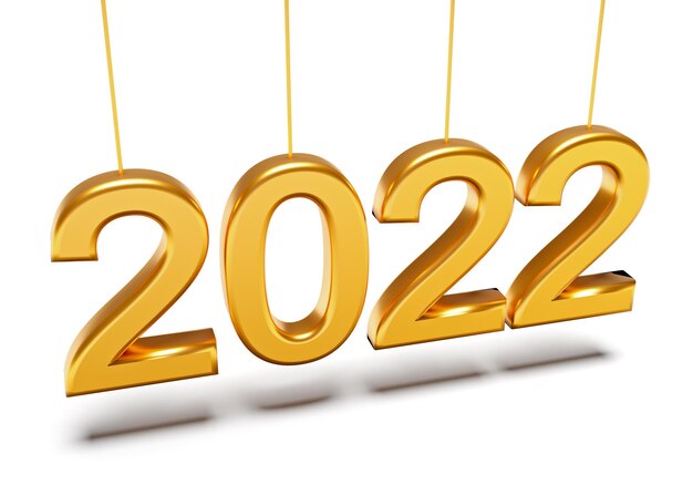 New year concept Gold number 2022 with shadow