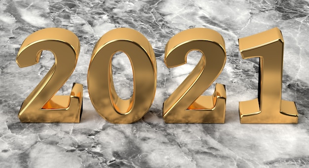 New year concept Golden number  on marble background