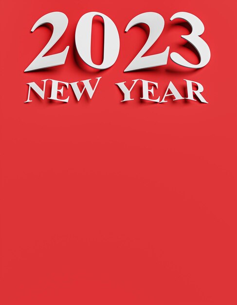 New year concept Slanted numbers 2023 with blank red background