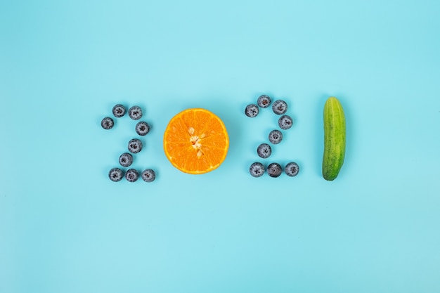 New year concept with fruit numbers