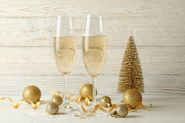 New year concept with glasses of champagne