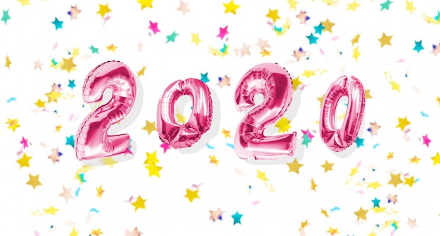 New year decoration 2020. Inflatable pink Numbers 