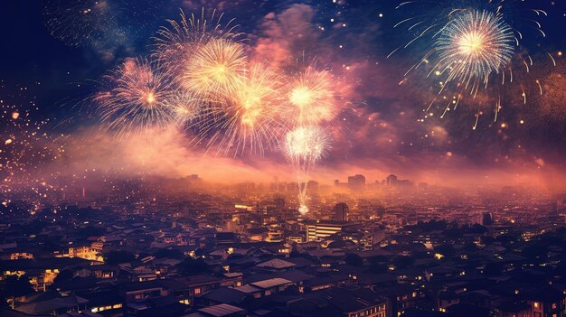 New year fireworks background Generative ai