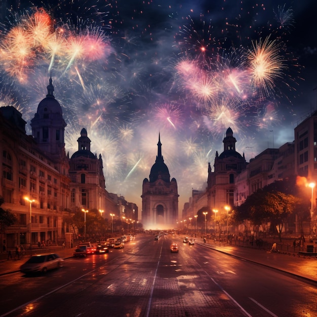 New Year Fireworks in Buenos Aires Argentina