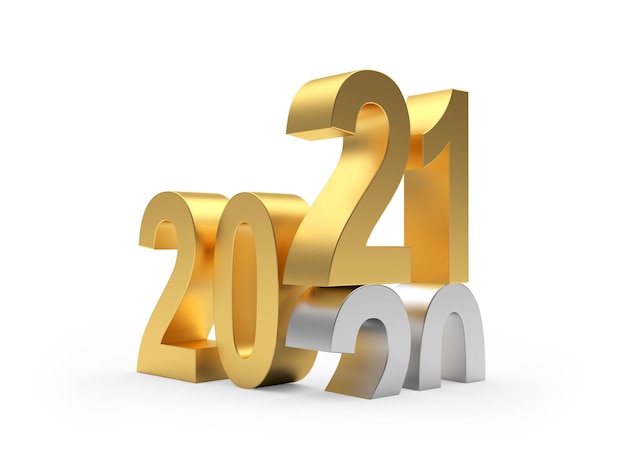 New year golden and silver numbers change