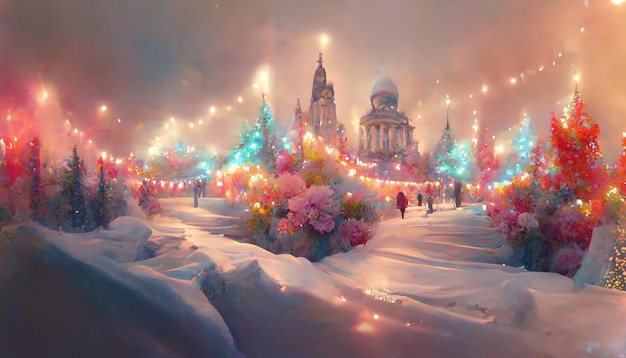 New Year holiday background. Christmas decorations. 3d rendering. Raster illustration.