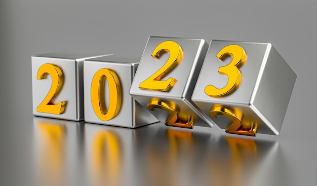 New year holiday concept Cubes with number 2023 replace 2022