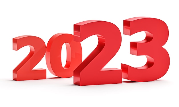 New year holiday concept in red colors Number 2023