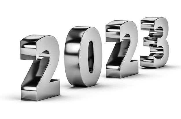 New year holiday concept in silver colors Number 2023