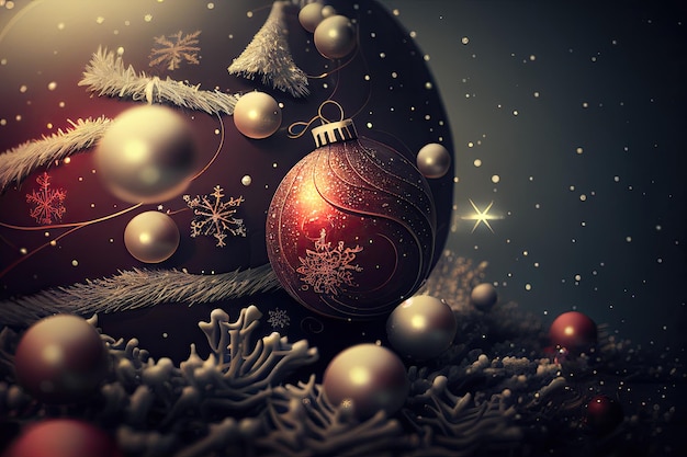 New Year and Merry Christmas Holiday Winter Background Christmas decorations backdrop generative ai