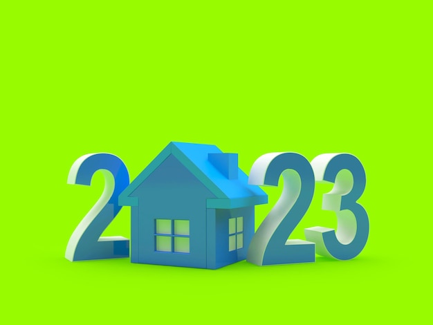 New year number with house icon on bright background