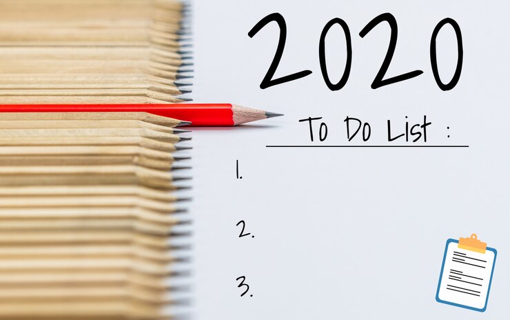 Photo new year resolution goal list 2020 target setting