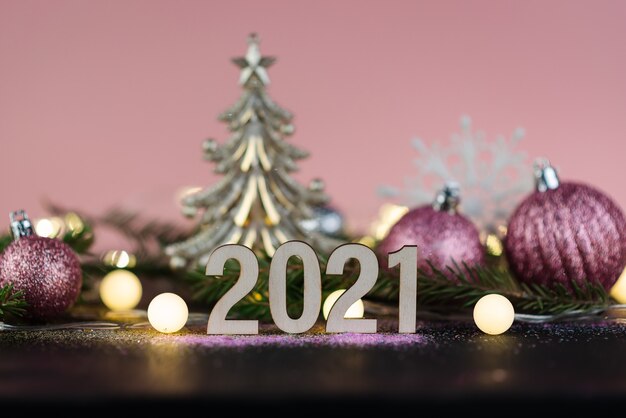 新年の2021年またはクリスマスの背景