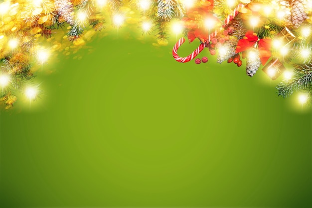 New Year's background with holiday lights on Christmas tree