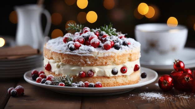 新年の背景の新年のケーキとクリスマスケーキ