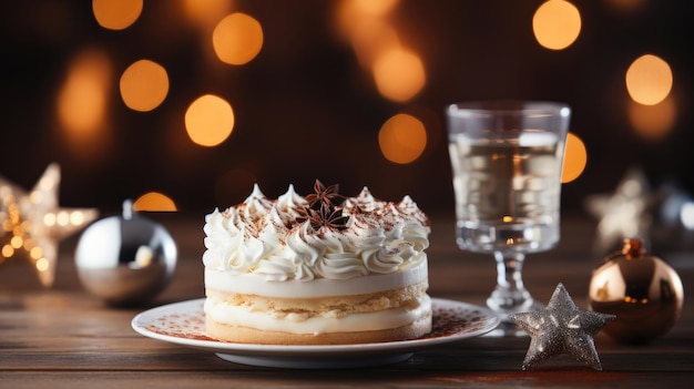 New Year's cake and Christmas cake on a New Year's background