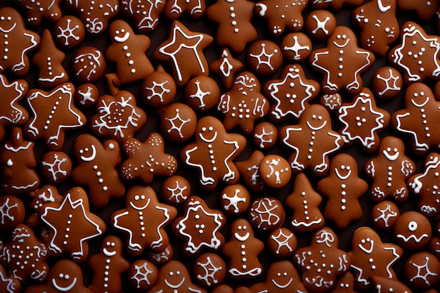 New Year's Christmas pattern of gingerbread and sweets Background wallpaper AI generated