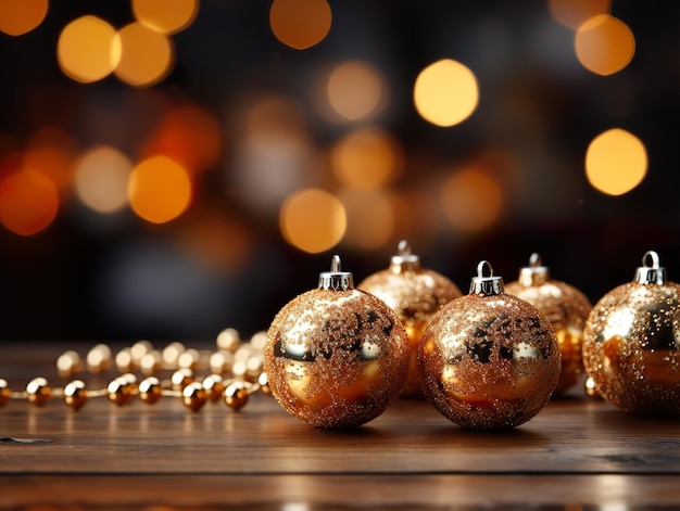 New Year's Christmas toys on a blurred background postcard Generative AI
