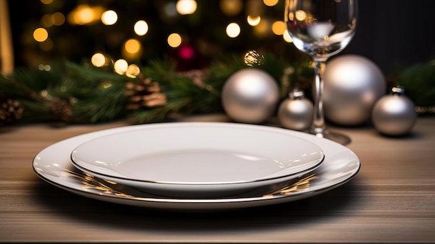 New Year's table set with cutlery and plate