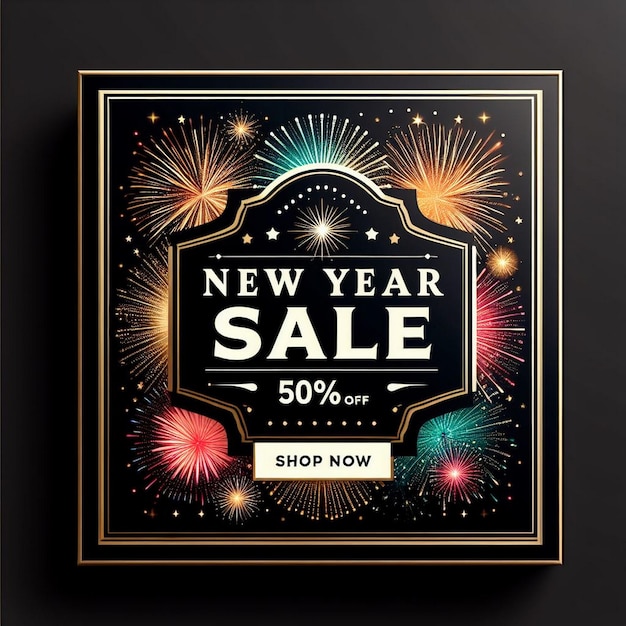 Photo new year sale up to 50 per off festive new year sale advertisement