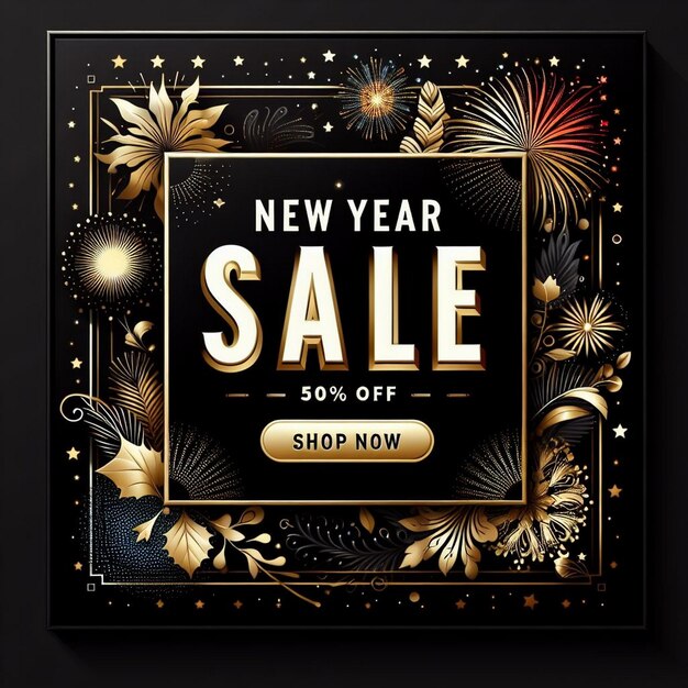 Photo new year sale up to 50 per off luxury new year sale banner