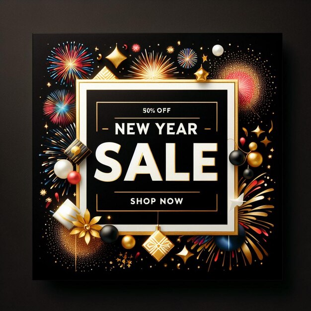 New Year Sale up to 50 per off Luxury New Year sale banner