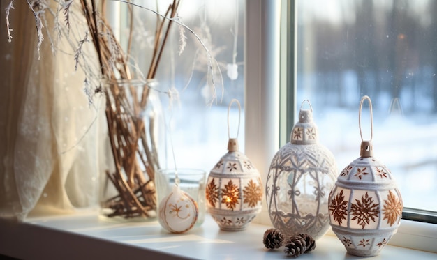 New Year Souvenirs and Decorations Amidst a Winter Landscape Bringing Cheer to the Season