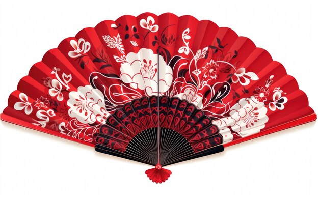 Photo new year39s japanese folding fan artistry isolated on transparent background