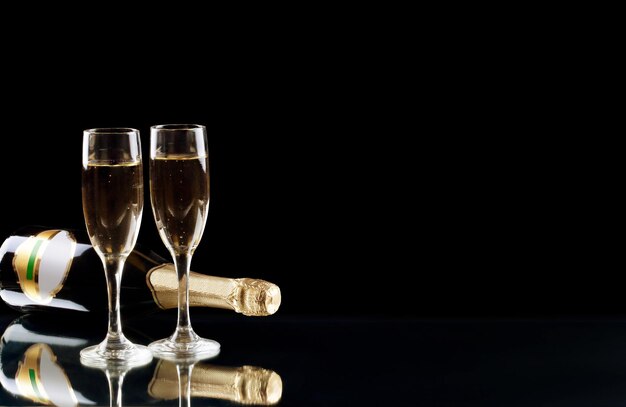 New years eve celebration background with champagne