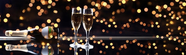 New years eve celebration background with champagne