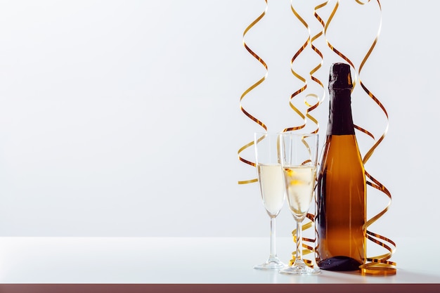 New years eve celebration background with champagne