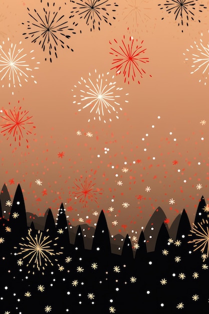 Photo new years illustration with fireworks generative ai