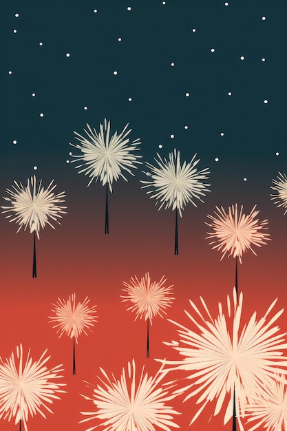 Иллюстрация Нового года с фейерверками Generative ai