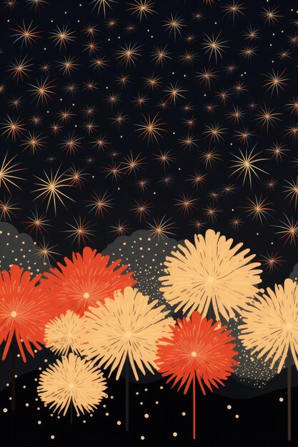 Photo new years illustration with fireworks generative ai