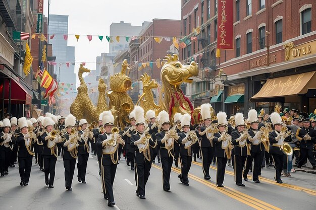 New Years parade dynamic composition