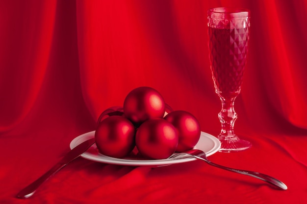 Immagine a tema festa di capodanno still life di decorazioni natalizie cartolina di natale con spazio di copia