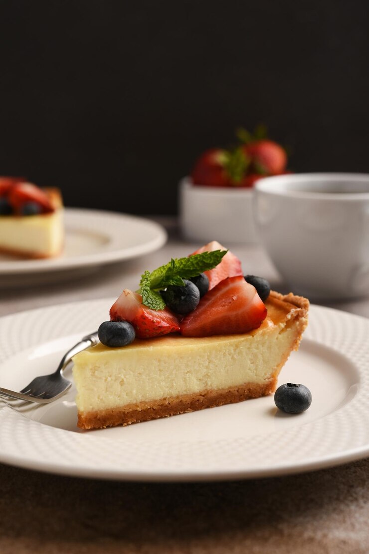 Photo new york cheesecake slice with berries
