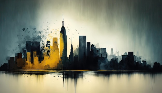 New york city abstract yellow ai generated high quality illustration