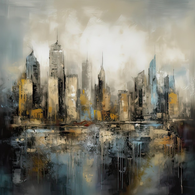 New York City abstracte gele ai genereerde illustratie van hoge kwaliteit