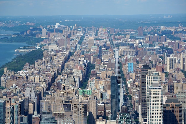 New york city aerial panorama from hudson yards terrace