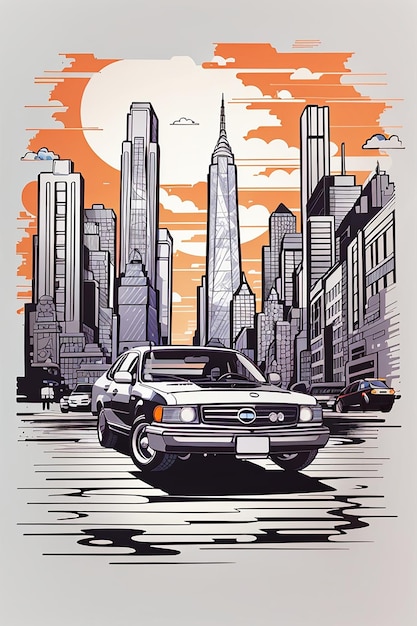 new york city car image for t shirt design